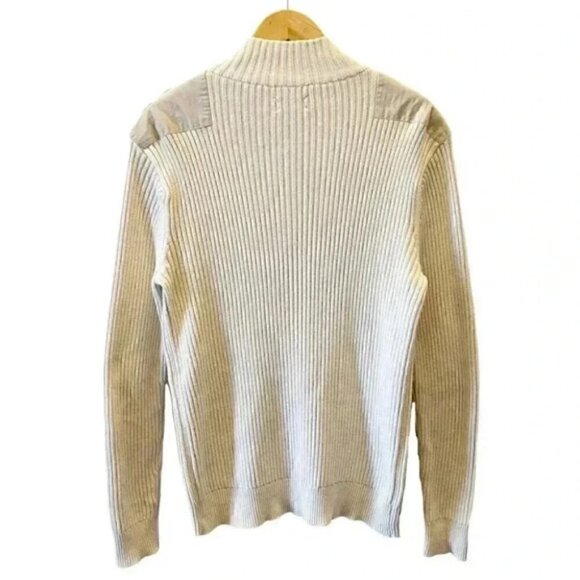 American Rag Mens Sweater 1/4 Zip Ribbed Cotton Pullover Beige Size Large - Picture 2 of 16